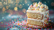 Birthday cake on blur background with studio light. Happy Birthday concept. Generative AI