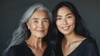 Asian stylish mother and daughter