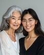 Asian stylish mother and daughter