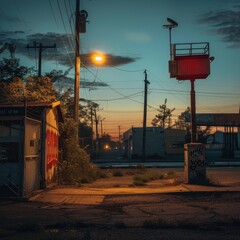 Poster - a basketball hoop at night