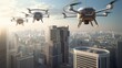 delivery drones soaring through urban skies