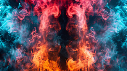 Wall Mural - abstract colorful smoke on the black background