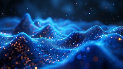Poster - Sound wave pattern element with abstract blue digital frequency equalizer
