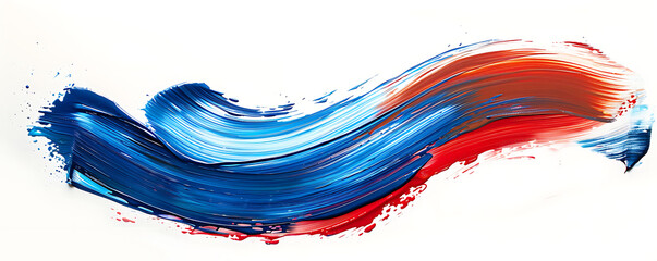 Abstract splash blue red and white brush stroke oil paint smear line on white background. generative ai