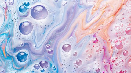Fototapete - Foam bubble background with pastel marble...
