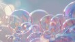 Colorful soap bubbles with sparkling light reflections