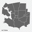 High Quality map of  Victoria is a city in Canada, with borders of the regions. Map of Victoria for your web site design, app, UI. EPS10.