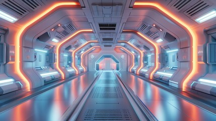 Wall Mural - Modern futuristic background. Technology sci-fi hi tech concept. 3D rendering.