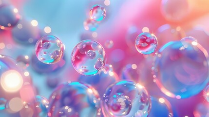 Leinwandbilder - A holographic floating liquid blob background, soap bubbles and metaballs are all displayed on this abstract 3D art background.