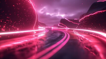 Aufkleber - This video shows a rendering of a flash neon and light glowing on a dark background. The lines of a speed light are moving.