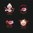 Sticker Nam Prik Thai Chili Paste Sauce. Logo vector Label Sticker and Banner design.