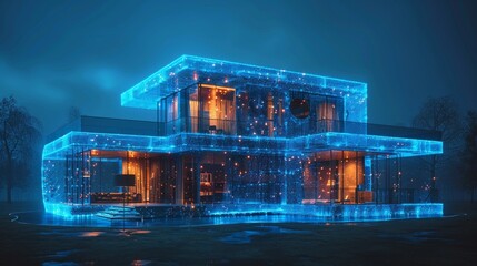 Fototapete - Computerized architecture of smart buildings. Projects for smart houses under artificial intelligence and internet of things.
