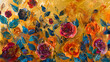 Une belle et colorée peinture à l'huile de fleurs, art artistique toile tableau bouquet