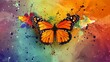 Vibrant monarch butterfly on a colorful abstract background