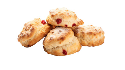 Scone on white isolated on clear png background and transparent background. Bakery and pastry concept for cafe and restaurent, AI generative.	