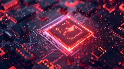 Leinwandbilder - Isometric banner of CPU. CPU isometric banner. Computing concepts. Digital chip concept.