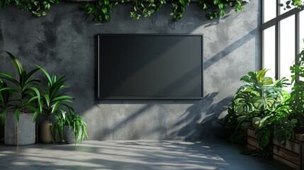Aufkleber - The black LCD screen of a television is hung on the wall