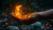 Embrace of Eid: Crescent Moon in Hand