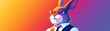 A sociable rabbit in a smart vest, handling human resources in a large corporation