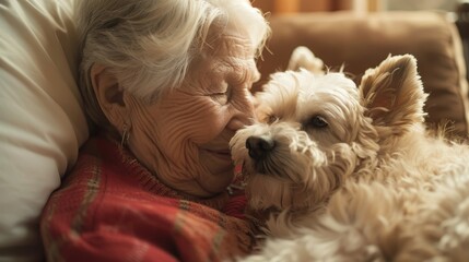  Craft a heartwarming scene of a pet-friendly nursing home