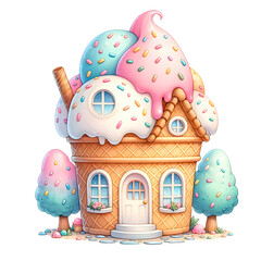 Wall Mural - Ice cream and house