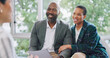 © peopleimages.com - Finance, planning and couple consulting financial advisor for help, guidance or loan in office. Investment, deal and agreement by black woman and man with consultant for budget or insurance plan