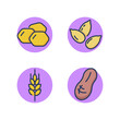 Allergens line icon set. Peanut, seeds, Chicken peas, wheat. Food allergy, natural ingredient and organic food concept. Vector illustration for web design and apps