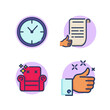 Contract excellent job cleaning service line icons set. Deadline, hours, time cleaning, service contract. Official agreement with cleaning service concept. Vector illustration for web design and apps