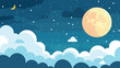 Weather whole moon clouds and stars night background