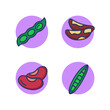 Organic food line icon collection. Green peas, green beans, beans. Types of legumes, beans concept. Vector illustration for web design and apps