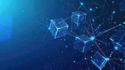 Wall Mural - network connection technology. cubes and squares