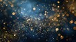 A luxurious background of shiny golden sparkles on a dark backdrop. The golden particles create a stunning visual effect as they catch and reflect light