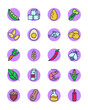Food allergens line icon set. Soybean, nut, spicy, celery, line, almond, corn, milk, mustard, sugar, mollusk, wheat. Vector icons can be used for GMO products, gluten intolerance, allergy concept