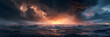 Raging Storms Natures Drama Stormy ,Turbulent Skies and Restless WatersStormy ,Dramatic lightning storm over turbulent ocean,Painting of a sunset over a stormy ocean with waves.

