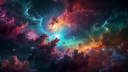 Wall Mural - colorful cosmic clouds with deep space bright universe