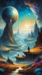 Farbenfrohes Gemälde - Traumhafte Fantasy Landschaft
