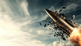 Fototapeta  - Broken nuclear missile symbolizing disarmament, copy space