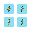 Thunderbolt line icon set. Different types lightning discharge. Thunderstorm concept. Can be used for pictogram, web design, emblem