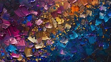 Abstract, Metallic Flakes, Oil Painting, Shimmering Multicolor, Night, Close-up, Sparkling Effect.