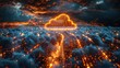 Cloud computing technology concept. Big Data processing. Futuristic cloud technology background illustration. Generative Ai
