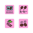Coffee line icon set. Coffeepot, roasted coffee beans, seeds, tree twig. Hot drink concept. Can be used for topics like beverage, service, agriculture