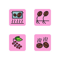 Wall Mural - Coffee line icon set. Coffeepot, roasted coffee beans, seeds, tree twig. Hot drink concept. Can be used for topics like beverage, service, agriculture