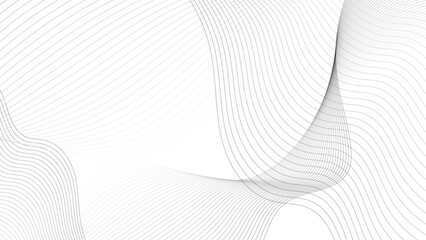 Wall Mural - Gray and white abstract background with flowing particles. Digital future technology concept. Abstract white paper wave background and abstract gradient and white wave curve lines.	