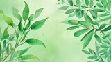 Fototapeta Sypialnia - Green watercolor foliage abstract background. spring eco nature.