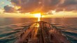 View from the forward mast of a large tanker, showcasing the vastness and operation of maritime oil transport