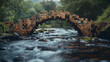A bridge made of puzzle pieces, magically assembling over a river, symbolizing innovative solutions.