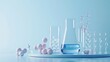 3d rendering of a chemistry lab with blue and pink elements