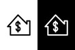 simple symbol sold house white black outline icon