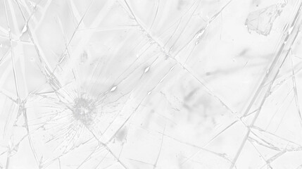 Wall Mural - Broken glass on transparent background with lots of glass splinters and cracks