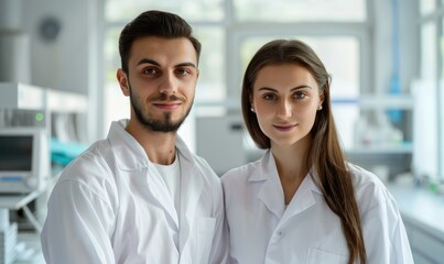 Wall Mural - Happy male and female doctors